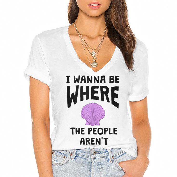 Introverted Sarcastic Humor Antisocial Introvert Women's Jersey Short Sleeve Deep V-Neck Tshirt