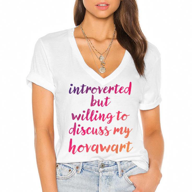 Introverted Willing To Discuss Hovawart Introvert Women's Jersey Short Sleeve Deep V-Neck Tshirt