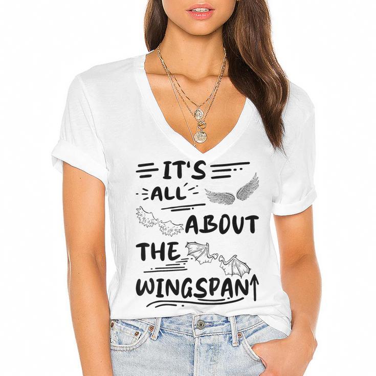 It's All About The Wingspan For Book Lover Women's Jersey Short Sleeve Deep V-Neck Tshirt				