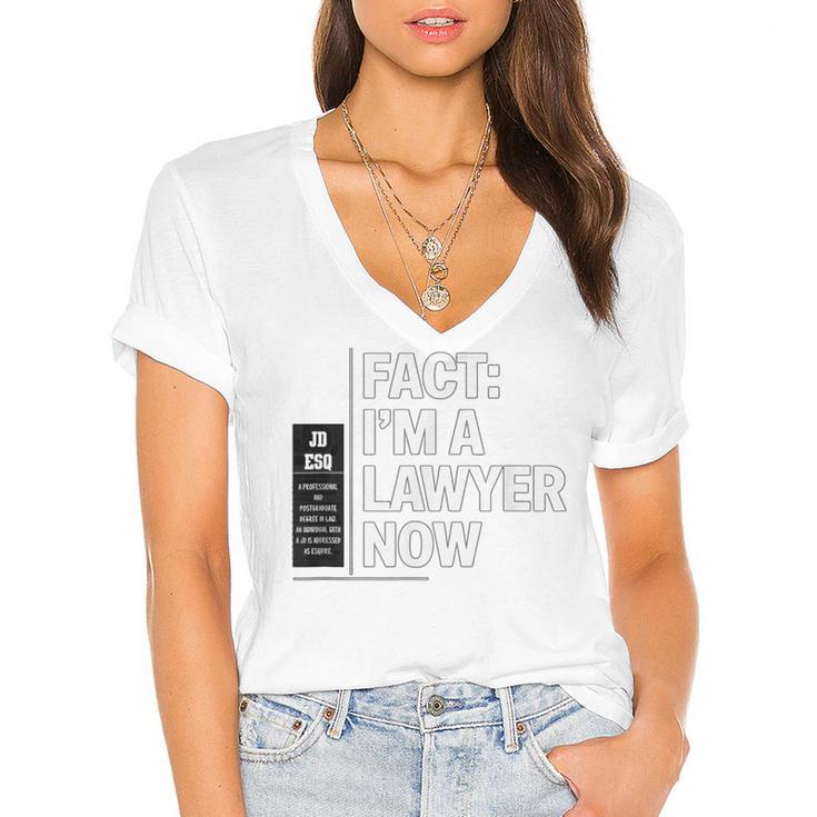 JD ESQ Law Graduate Fact I’m a Lawyer Now Graduation Women's Jersey Short Sleeve Deep V-Neck Tshirt				