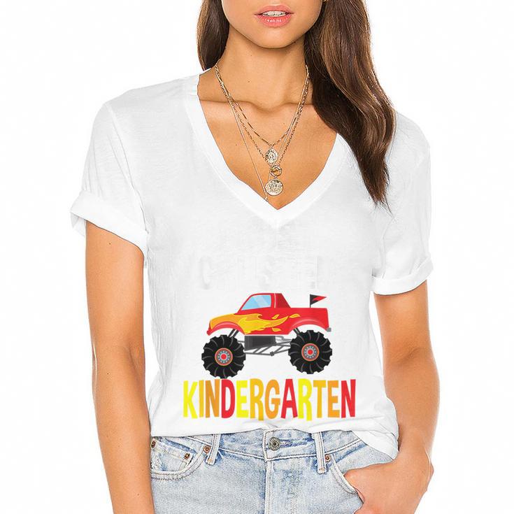 I Just Crushed Kindergarten Monster Graduation Shirt Women's Jersey Short Sleeve Deep V-Neck Tshirt				