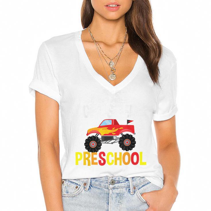 I Just Crushed Preschool Monster Graduation Pre-K Shirt Women's Jersey Short Sleeve Deep V-Neck Tshirt				