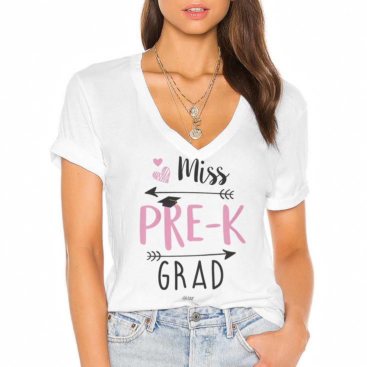 Kids Miss Pre-K Grad Graduation Shirt Cute School Tees Women's Jersey Short Sleeve Deep V-Neck Tshirt				