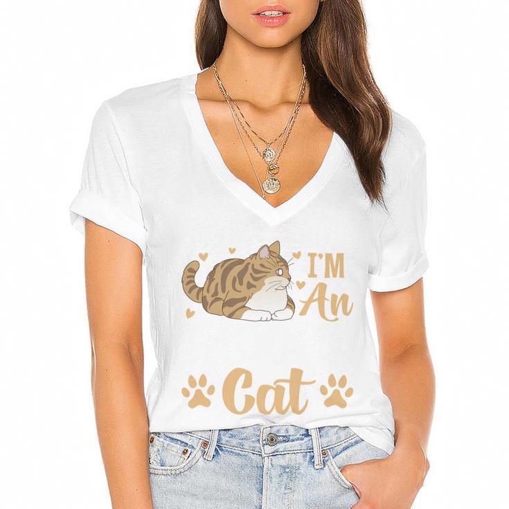 Kitty Pet Lover Introvert Person Cats Show Family Member Women's Jersey Short Sleeve Deep V-Neck Tshirt				