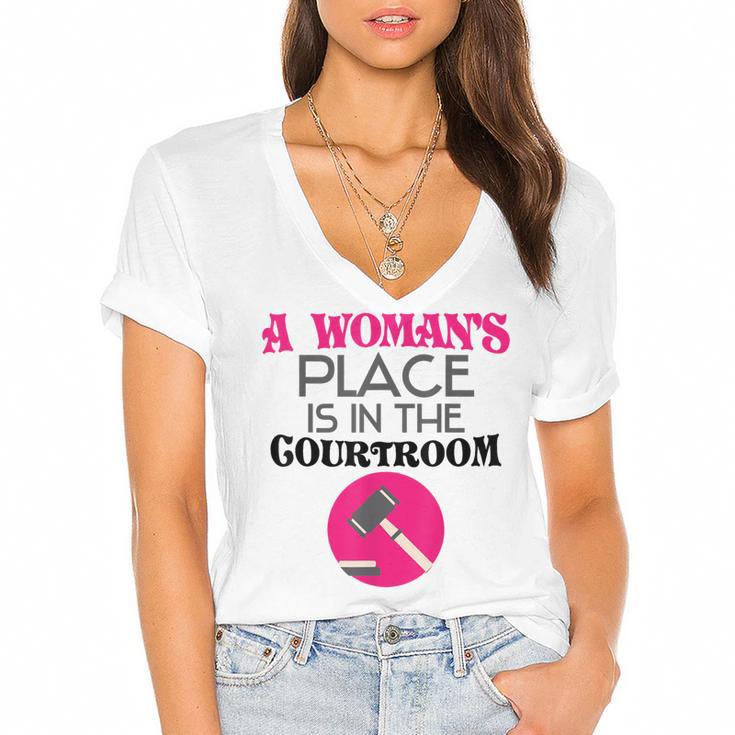 Lawyer Attorney Law School Graduation Female Women Women's Jersey Short Sleeve Deep V-Neck Tshirt				