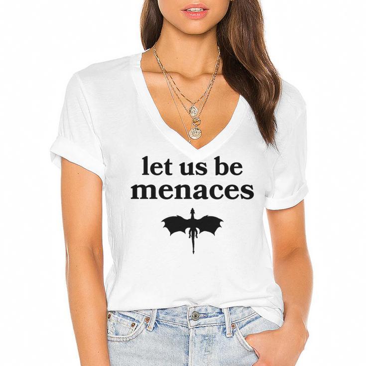 Let Us Be Menaces Dragon Book Lover Women's Jersey Short Sleeve Deep V-Neck Tshirt