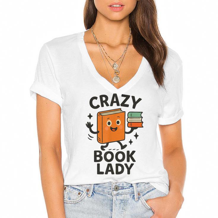 Librarian Book Reader Collector Book Worm For Women Women's Jersey Short Sleeve Deep V-Neck Tshirt				