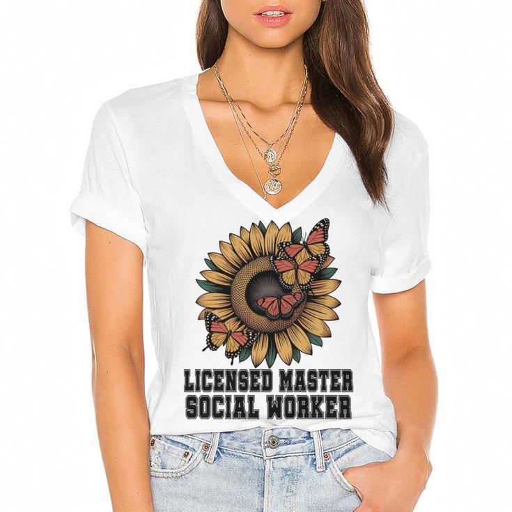 Licensed Masters Social Work Worker LMSW Graduation 2026 Women's Jersey Short Sleeve Deep V-Neck Tshirt				