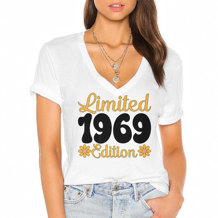 Limited 1969 Edition Retro Nostalgia Art Premium Women's Jersey Short Sleeve Deep V-Neck Tshirt