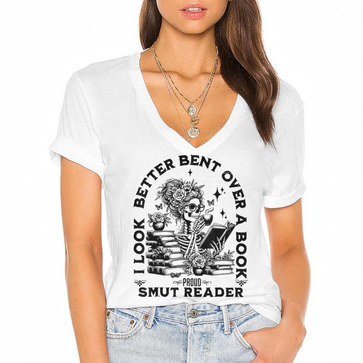 I Look Better Bent Over A Book Smut Reader Women's Jersey Short Sleeve Deep V-Neck Tshirt				