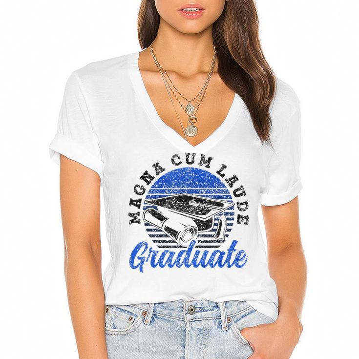 Magna Cum Laude Graduate Graduation Graduates Family Women's Jersey Short Sleeve Deep V-Neck Tshirt				