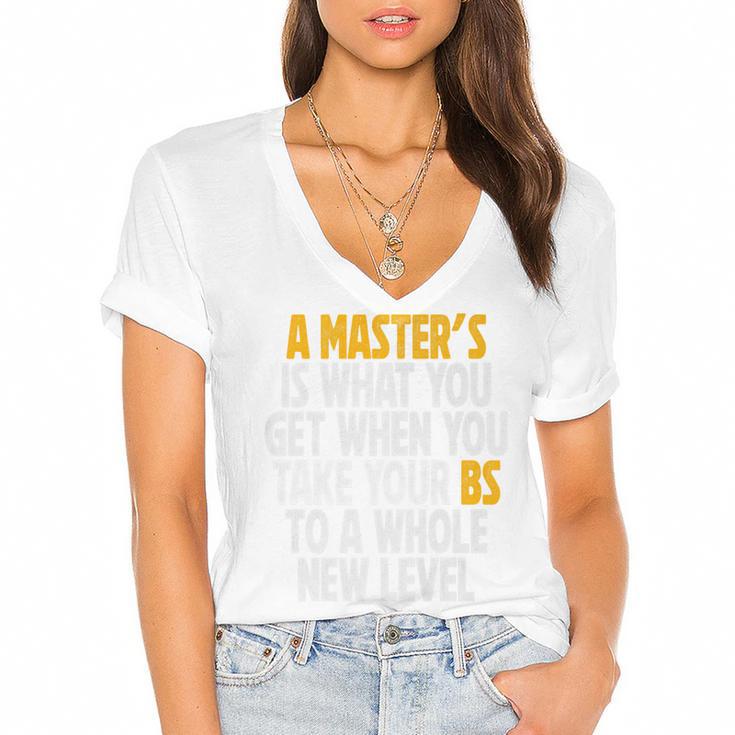 Master Degree When You Take Bs To New Level Graduation Premium Women's Jersey Short Sleeve Deep V-Neck Tshirt				