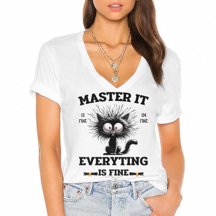 Masters Mastered It Graduate Master Degree Graduation Women's Jersey Short Sleeve Deep V-Neck Tshirt				