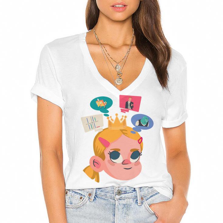 Meme Queen In Silence Introvert Anti People Antisocial Quiet Women's Jersey Short Sleeve Deep V-Neck Tshirt