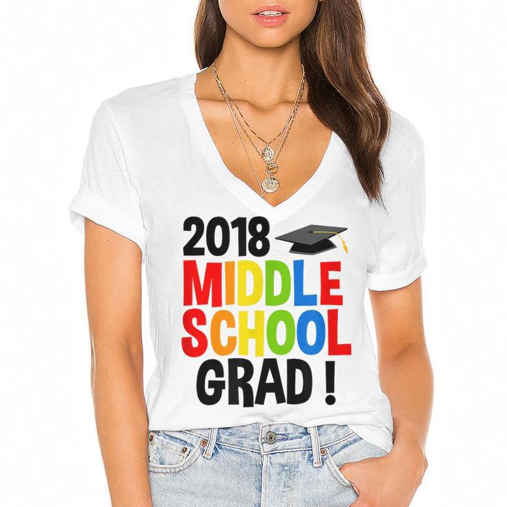 Middle School Graduation Class Of 2018 Shirt Women's Jersey Short Sleeve Deep V-Neck Tshirt