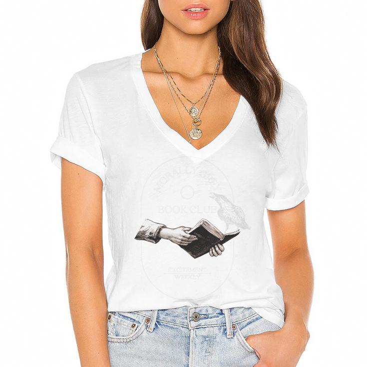In My Morally Grey Book Club Era Adult Romance Novel Lover Women's Jersey Short Sleeve Deep V-Neck Tshirt