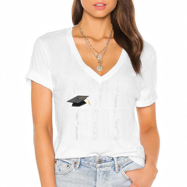 Moving Up To Middle School Elementary School Graduation Women's Jersey Short Sleeve Deep V-Neck Tshirt				