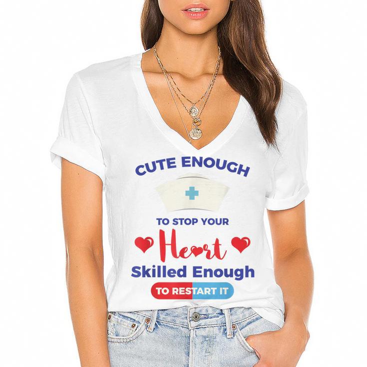 Nurse Tshirt Graduation Nursing School Birthday Women's Jersey Short Sleeve Deep V-Neck Tshirt				
