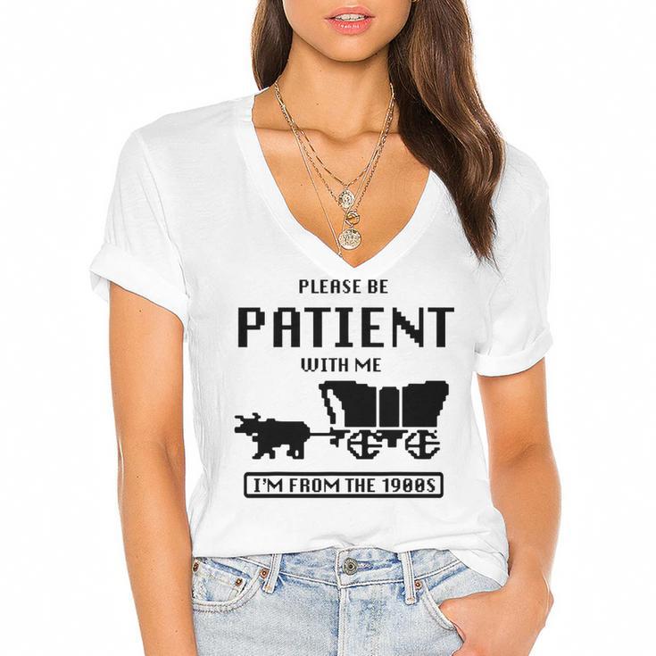 Be Patient With Me I'm From The 1900s Premium Tri-Blend Women's Jersey Short Sleeve Deep V-Neck Tshirt				