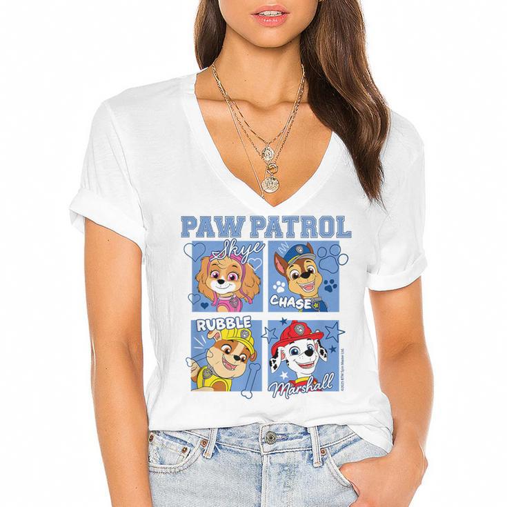 Paw Patrol Year Book Women's Jersey Short Sleeve Deep V-Neck Tshirt