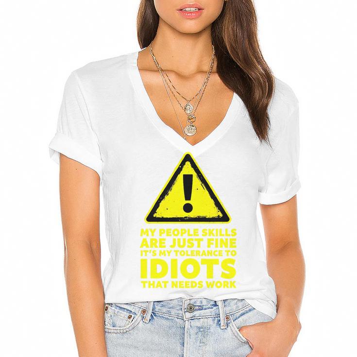 My People Skills Are Just Fine Sarcastic Introvert Premium Tri-Blend Women's Jersey Short Sleeve Deep V-Neck Tshirt