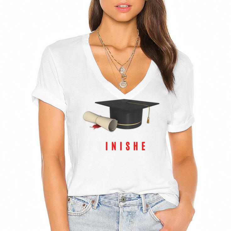PhD Graduation Celebration For Finished Phd Grad Men Women Women's Jersey Short Sleeve Deep V-Neck Tshirt				