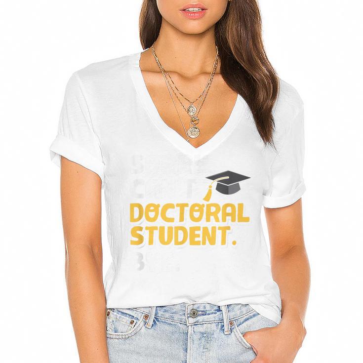 PhD Student Doctoral Degree Graduation Phd Graduate Women's Jersey Short Sleeve Deep V-Neck Tshirt				