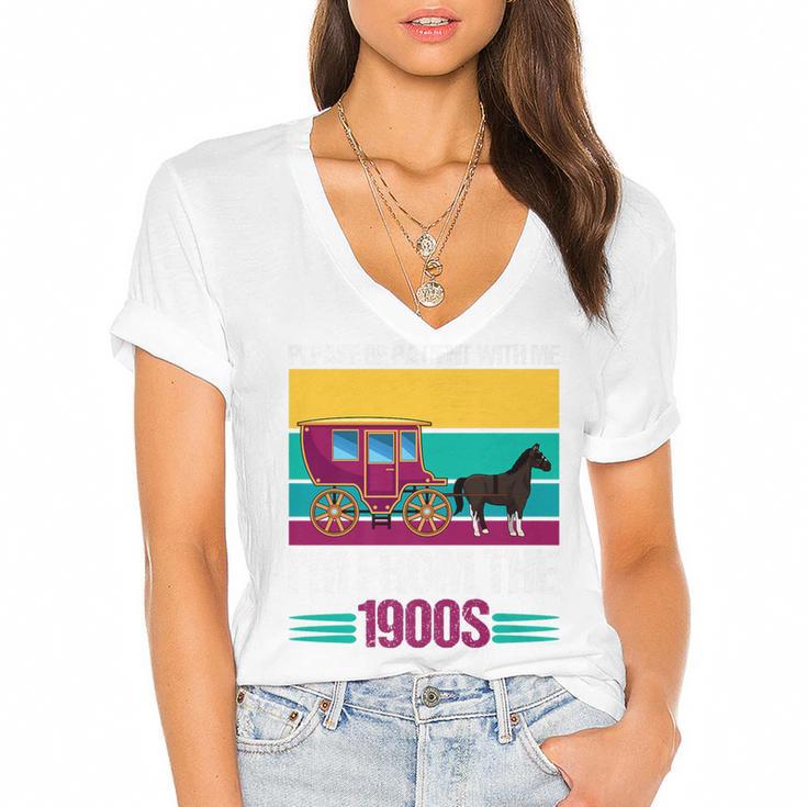 Please Be Patient With Me I'm From The 1900s Cool Dad Premium Women's Jersey Short Sleeve Deep V-Neck Tshirt