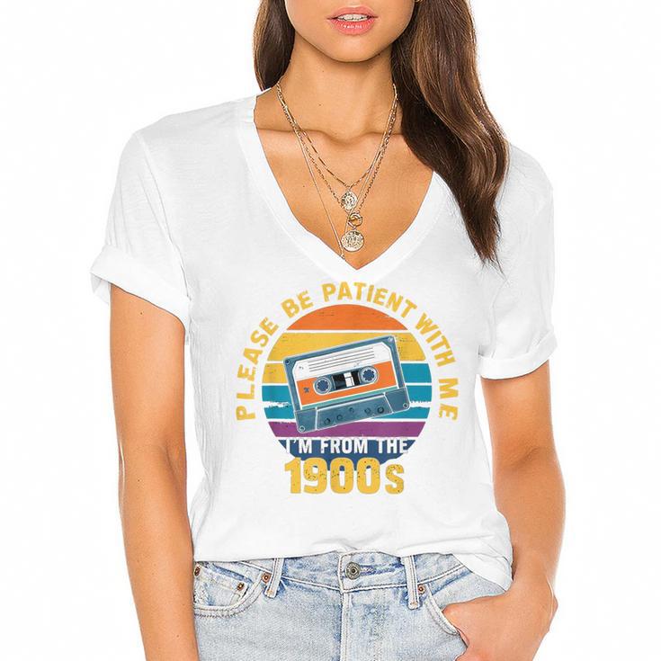 Please Be Patient With Me I'm From The 1900s Dad Women's Jersey Short Sleeve Deep V-Neck Tshirt
