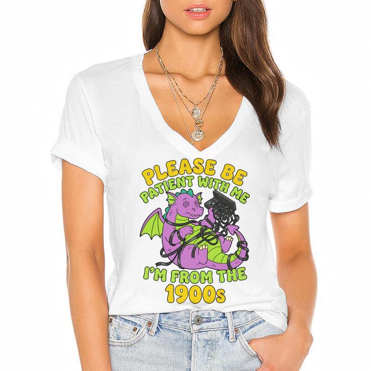 Please Be Patient I'm From The 1900s Dragon Men Women Women's Jersey Short Sleeve Deep V-Neck Tshirt