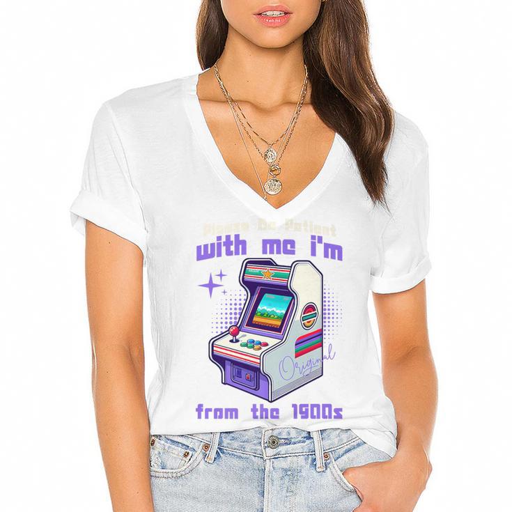 Please Be Patient With Me I'm From The 1900s Gamer Gaming Premium Women's Jersey Short Sleeve Deep V-Neck Tshirt