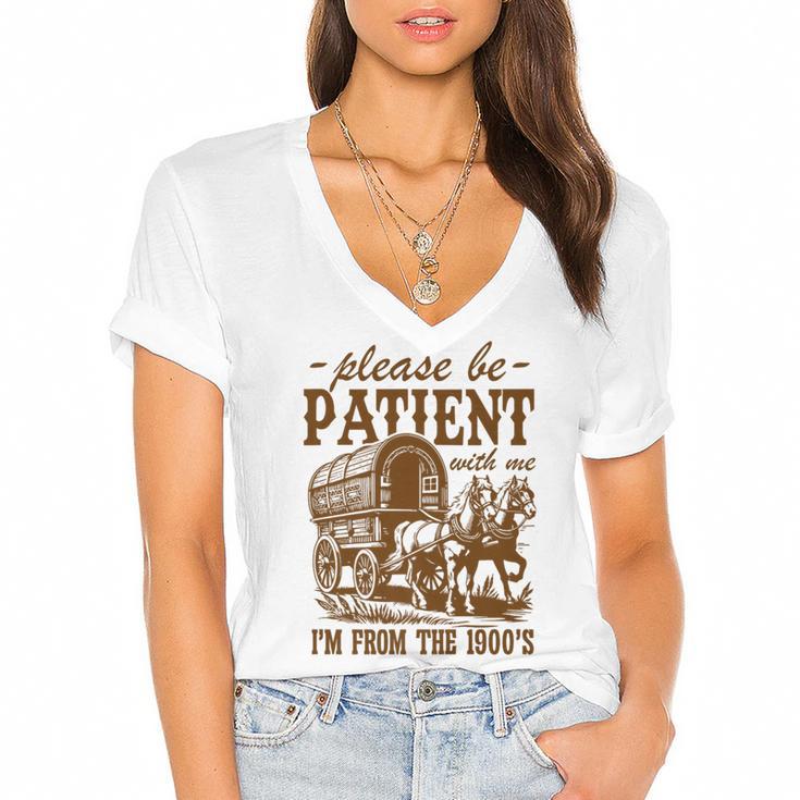 Please Be Patient With Me I'm From The 1900s Grandpa Premium Women's Jersey Short Sleeve Deep V-Neck Tshirt				