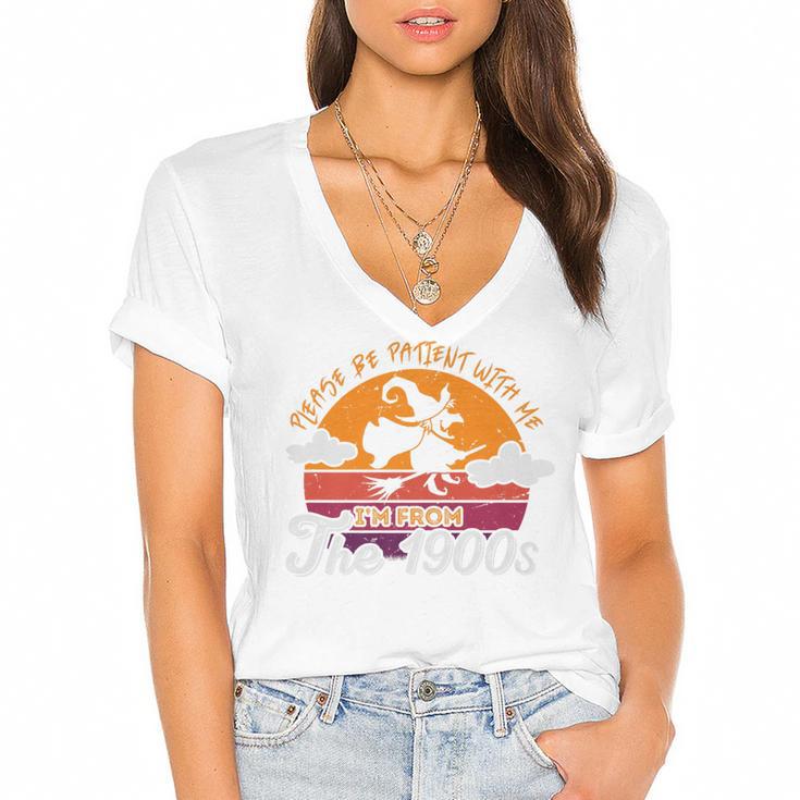 Please Be Patient With Me I'm From The 1900s Halloween Premium Women's Jersey Short Sleeve Deep V-Neck Tshirt				