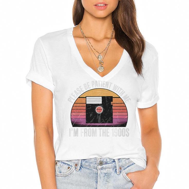 Please Be Patient With Me I'm From The 1900s PC Floppy Disk Premium Tri-Blend Women's Jersey Short Sleeve Deep V-Neck Tshirt				