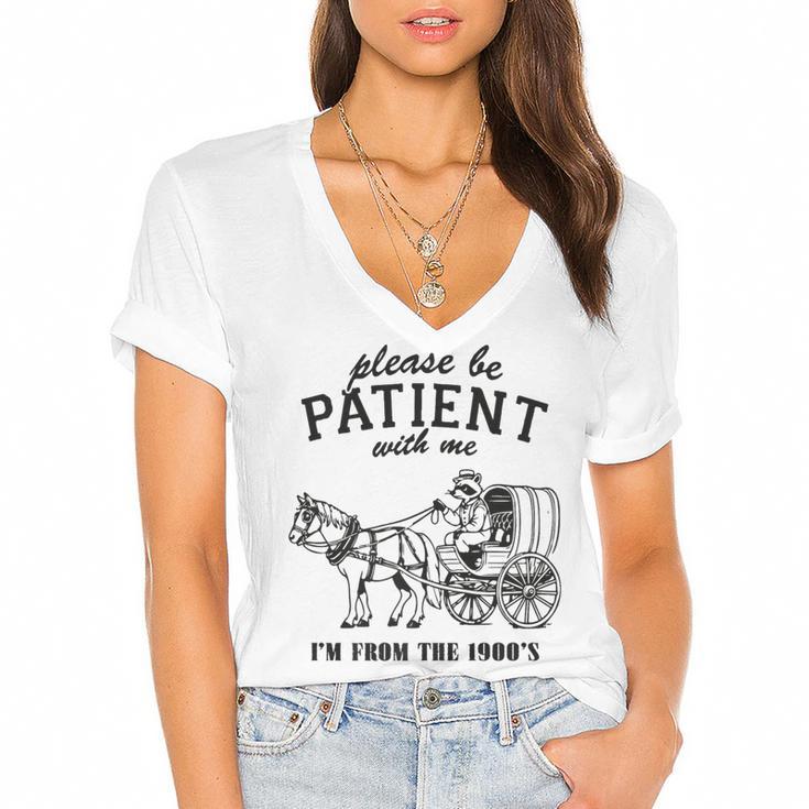 Please Be Patient I'm From The 1900s Raccoon Lover Premium Women's Jersey Short Sleeve Deep V-Neck Tshirt				