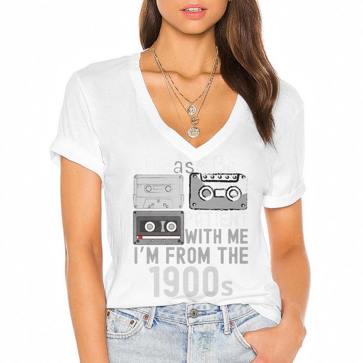 Please Be Patient With Me I'm From The 1900s Retired Fathers Premium Women's Jersey Short Sleeve Deep V-Neck Tshirt