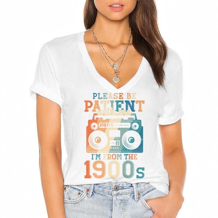 Please Be Patient With Me I'm From The 1900s Retro 90s Dad Premium Women's Jersey Short Sleeve Deep V-Neck Tshirt				