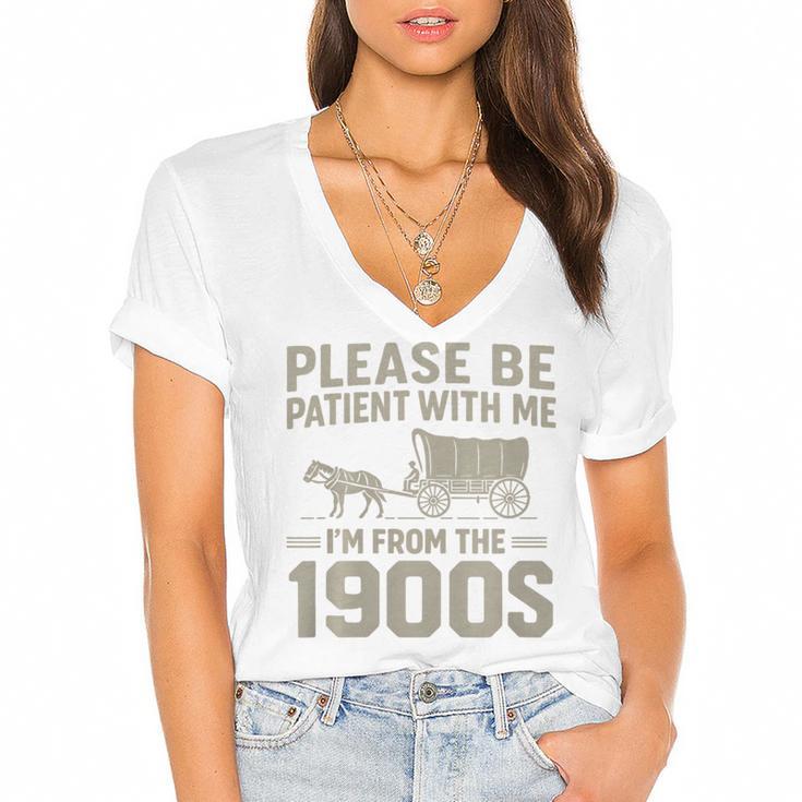 Please Be Patient I'm From The 1900s Vintage Over The Hill Premium Tri-Blend Women's Jersey Short Sleeve Deep V-Neck Tshirt				