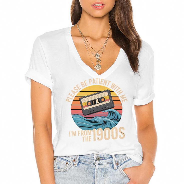 Please Be Patient With Me I'm From The 1900s Vintage Humor Premium Tri-Blend Women's Jersey Short Sleeve Deep V-Neck Tshirt