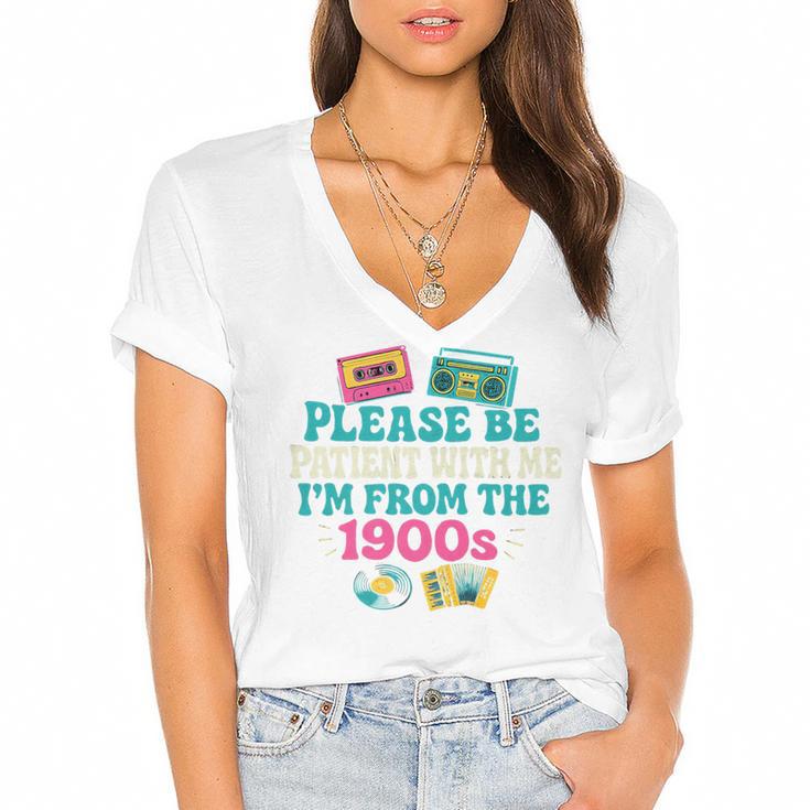Please Be Patient With Me I'm From The 1900s Vintage For Man Premium Women's Jersey Short Sleeve Deep V-Neck Tshirt				