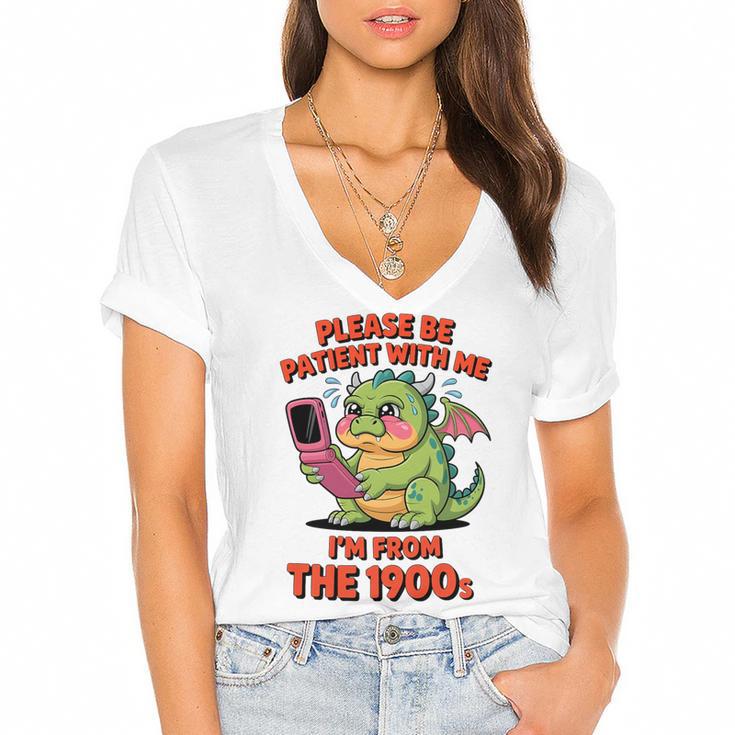 Please Be Patient I'm From The 1900s Vintage Men Women Premium Tri-Blend Women's Jersey Short Sleeve Deep V-Neck Tshirt