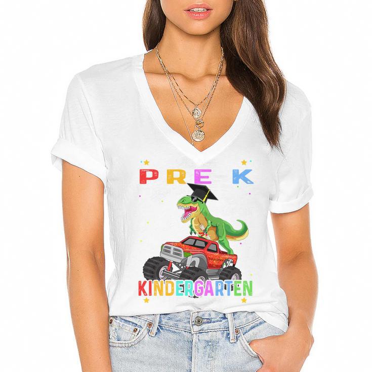 Pre k Graduation 2025 Pre-k Kindergarten Graduate Dinosaur Premium Tri-Blend Women's Jersey Short Sleeve Deep V-Neck Tshirt				