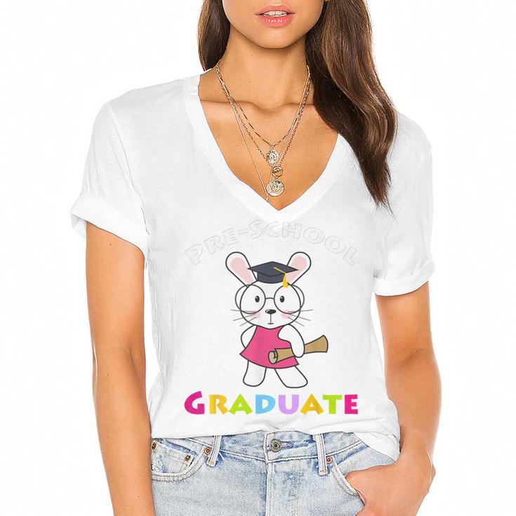 Preschool Graduate Kids T Shirt Pre-K Graduation Women's Jersey Short Sleeve Deep V-Neck Tshirt				