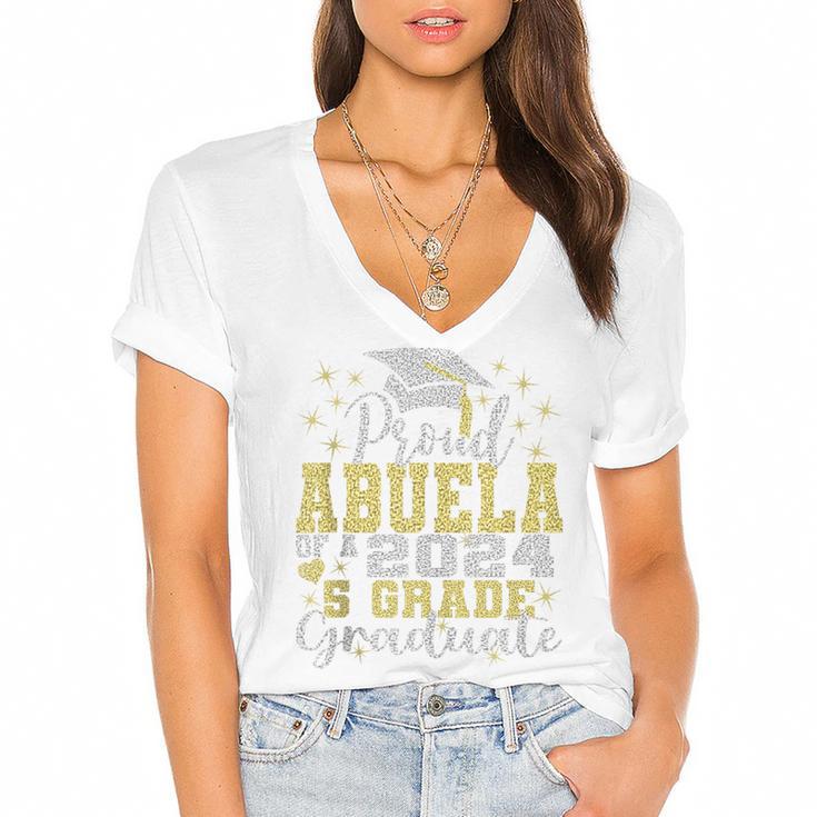 Proud Abuela Of 5th Grade Graduate 2024 Family Graduation Women's Jersey Short Sleeve Deep V-Neck Tshirt				