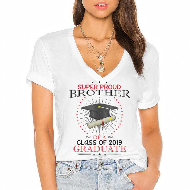 Proud Brother The Class Of 2019 Graduate Graduation Shirt Women's Jersey Short Sleeve Deep V-Neck Tshirt				