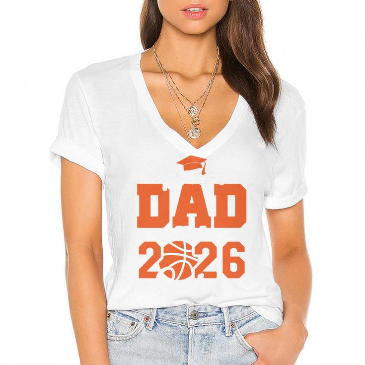 Proud Dad Of A 2026 Senior Basketball Graduation Family Women's Jersey Short Sleeve Deep V-Neck Tshirt				