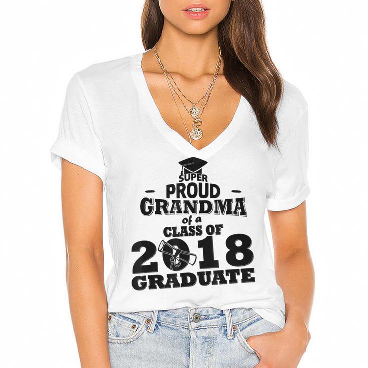 Proud Grandma Of A Class Of 2018 Tee Graduate Graduation Z1 Women's Jersey Short Sleeve Deep V-Neck Tshirt				