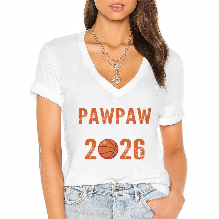 Proud PAW PAW Of 2026 Senior Basketball Student Graduation Women's Jersey Short Sleeve Deep V-Neck Tshirt				