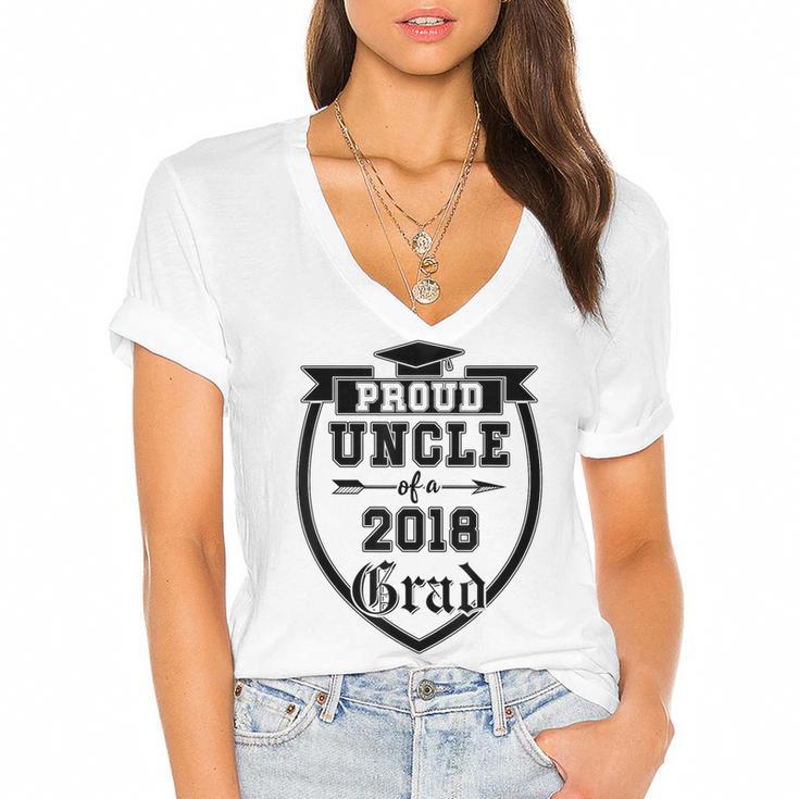 Proud Uncle Of a 2018 Grad Graduation Family Women's Jersey Short Sleeve Deep V-Neck Tshirt				