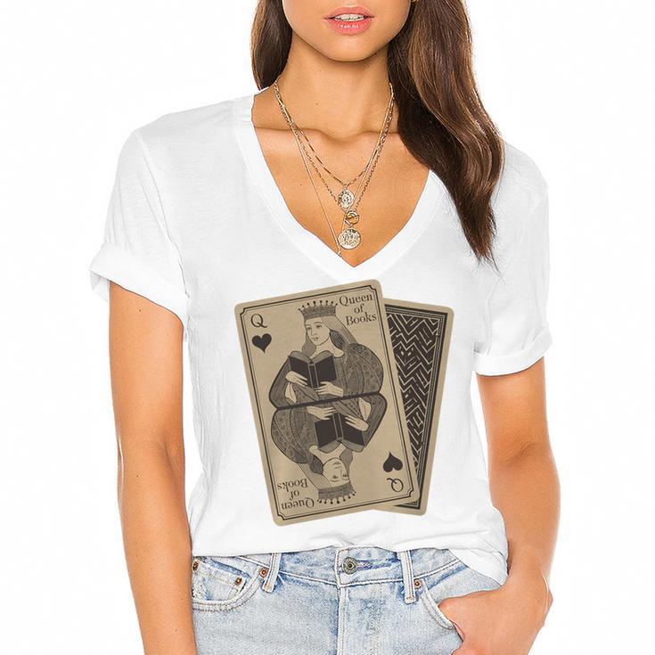 Queen Of Books Playing Card Aesthetic For Book Lovers Premium Tri-Blend Women's Jersey Short Sleeve Deep V-Neck Tshirt Queen Of Books Playing Card Aesthetic For Book Lovers Premium Tri-Blend Women's Jersey Short Sleeve Deep V-Neck Tshirt